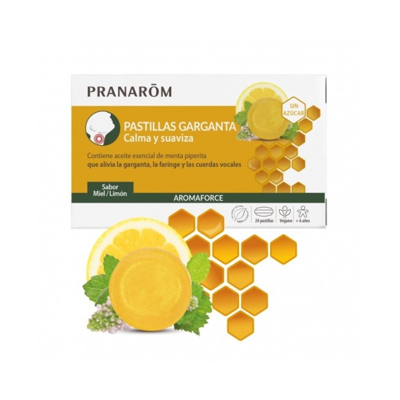 Pastillas Garganta Aromaforce Pranarom sabor miel/limón 24 unidades
