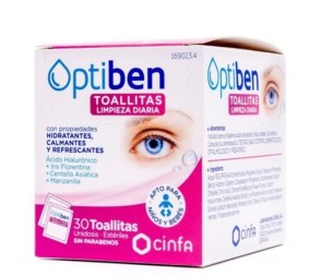 Optiben Toallitas Limpieza Ocular, 30 toallitas unidosis